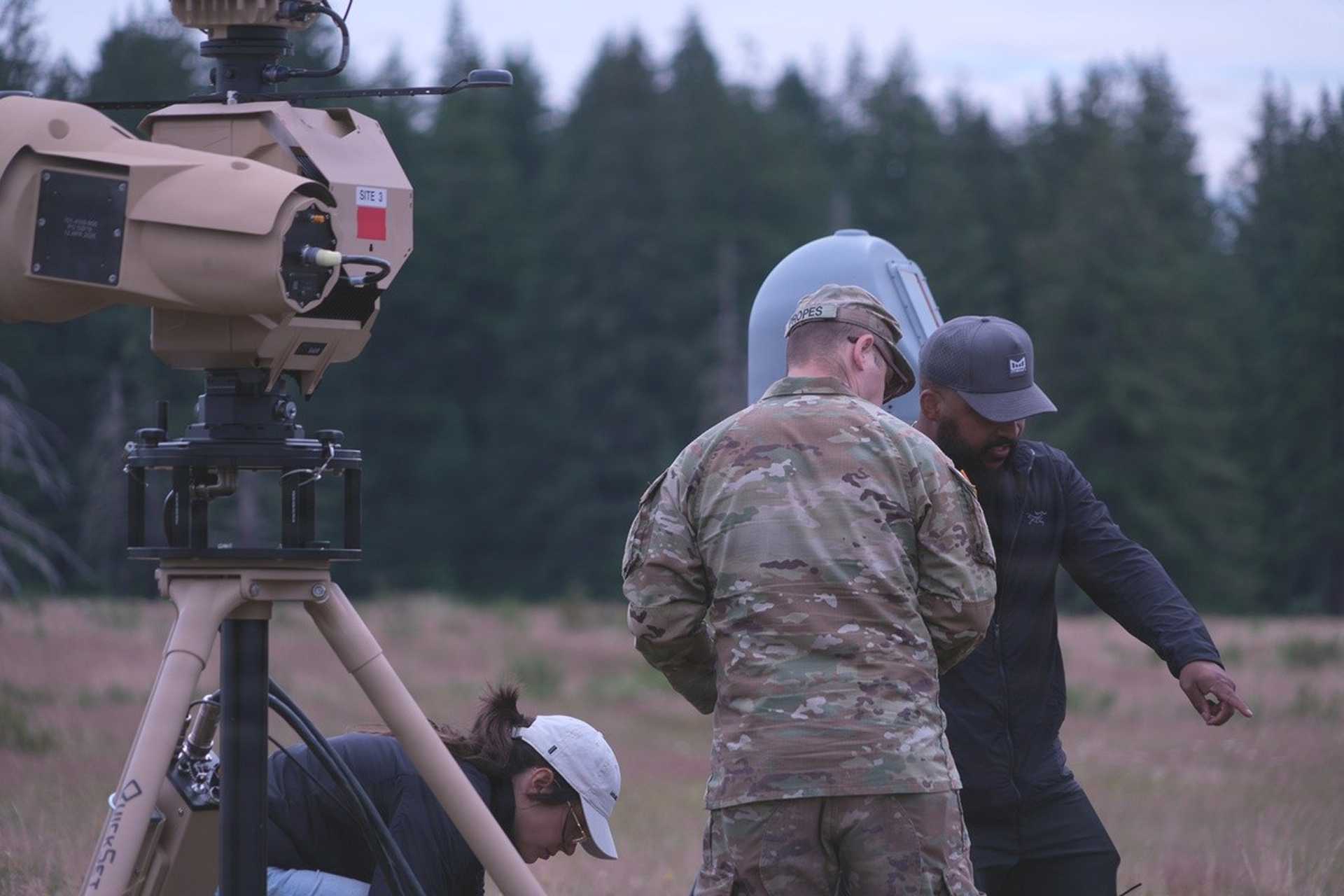 U.S. soldiers from the Washington National Guard's 10th Civil Support Team conduct field testing of Anduril Industries' Sentry counter-unmanned aircraft system during new equipment training at Camp Murray, Washington. The deployment evaluated the mobile system's ability to detect, identify and track unauthorized drones in support of homeland defense and critical infrastructure protection. (Picture source: U.S. Army)