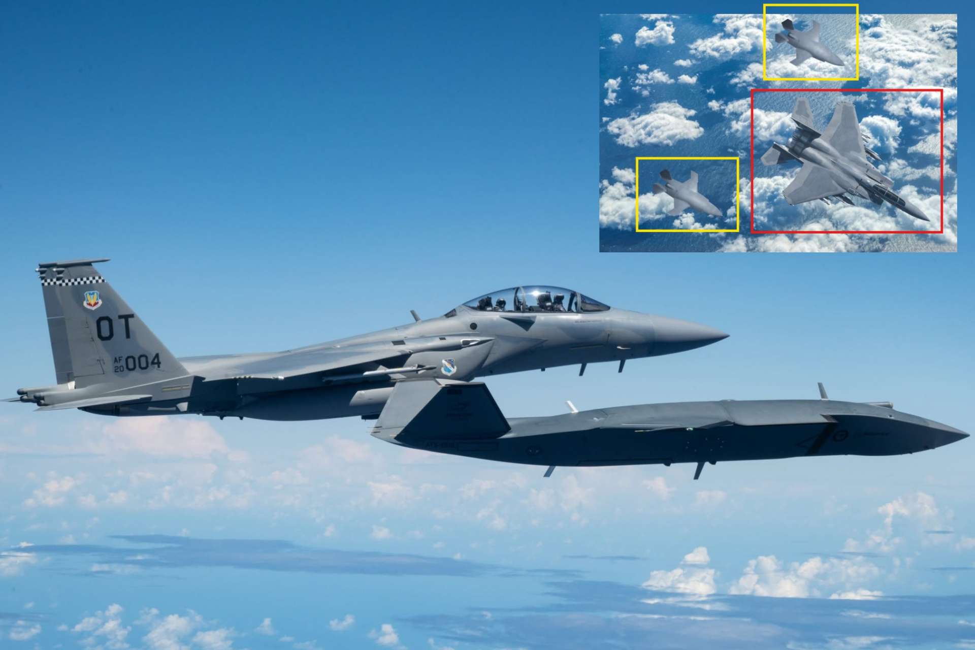 The U.S. Air Force’s F-15EX and MQ-28 Ghost Bat Pacific flight marks a major step toward manned-unmanned air combat in the Indo-Pacific (Picture Source: U.S. Air Force / Boeing)