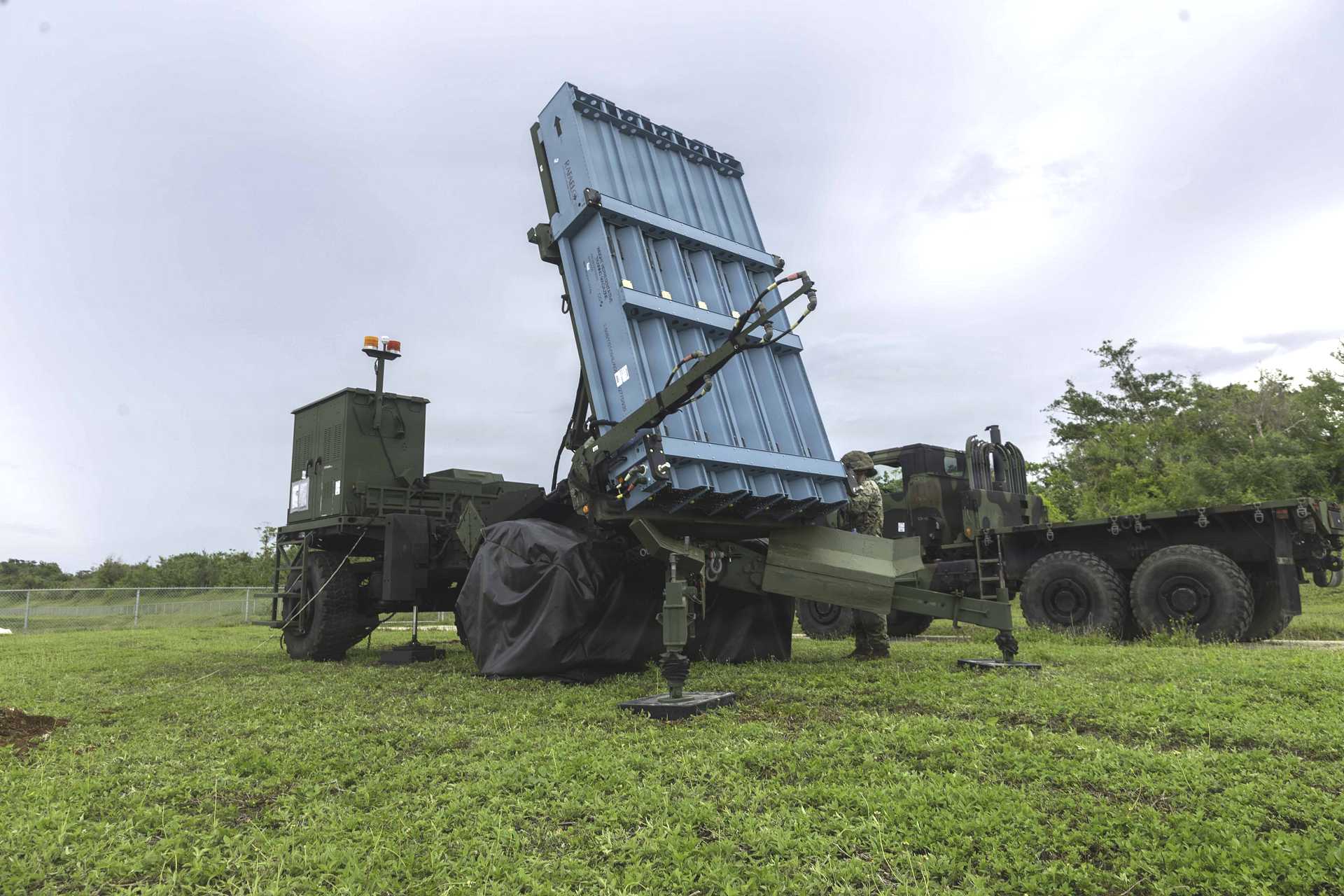 .S. Marines assigned to III Marine Expeditionary Force inspect the Medium-Range Intercept Capability (MRIC) air defense system during readiness checks at Mason Range, Guam, on June 24, 2026, ahead of a live-fire event conducted as part of Exercise Valiant Shield 2026. (U.S. Department of War/Defense)