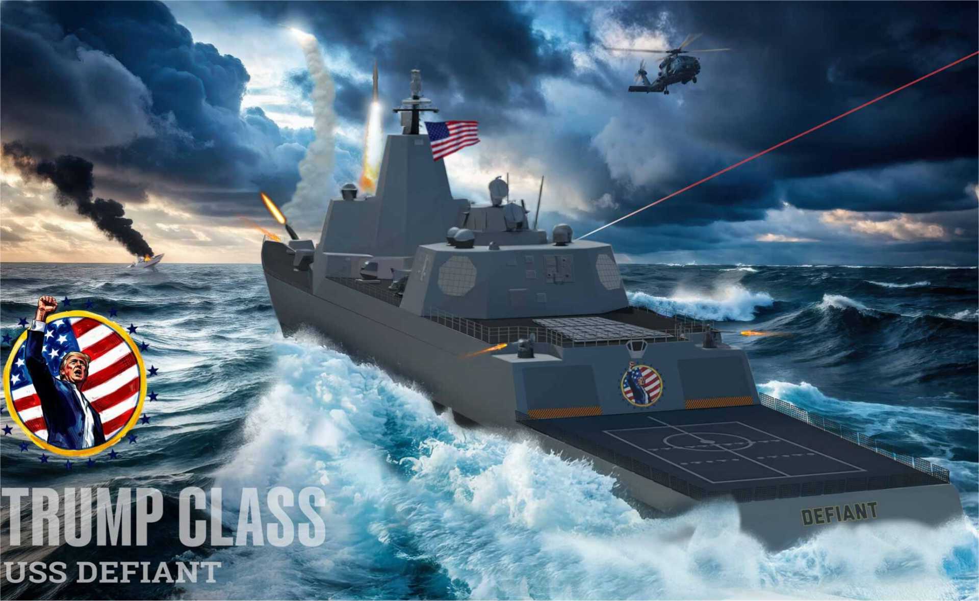 Artist's rendering of the future Trump-class surface combatant, envisioned as the centerpiece of the U.S. Navy's proposed Golden Fleet initiative and the largest American surface warship since World War II. (Image: Artist's concept)