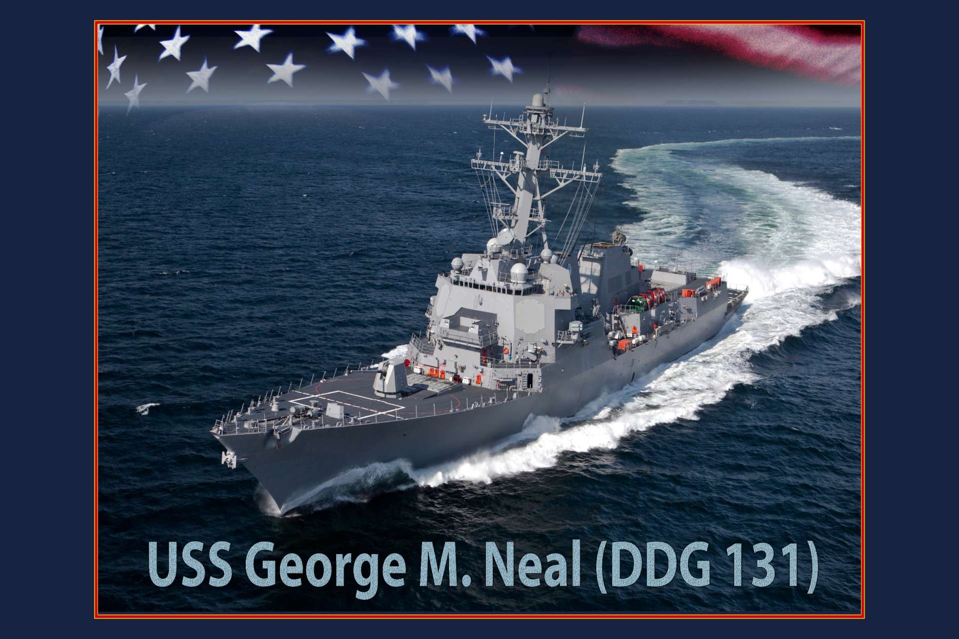 The future USS George M. Neal (DDG 131) will strengthen the U.S. Navy's surface fleet with advanced Flight III air and missile defense capabilities, enhancing its ability to counter evolving maritime threats (Picture Source: U.S. Navy)