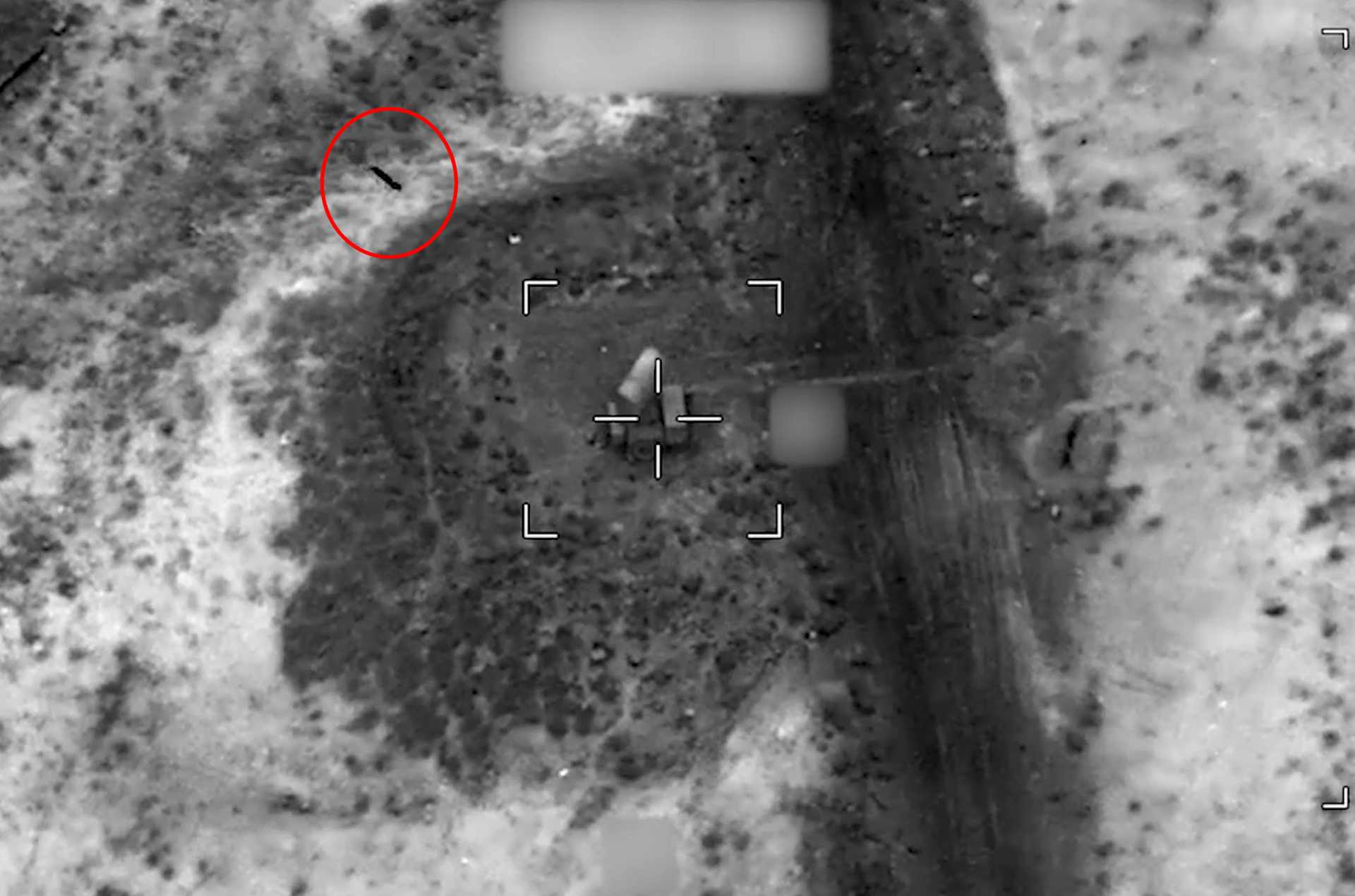 Screen capture from U.S. Central Command video showing precision strikes against Iranian military targets during the July 12 operation targeting infrastructure used to threaten shipping in the Strait of Hormuz. (Picture source: U.S. CENTCOM)