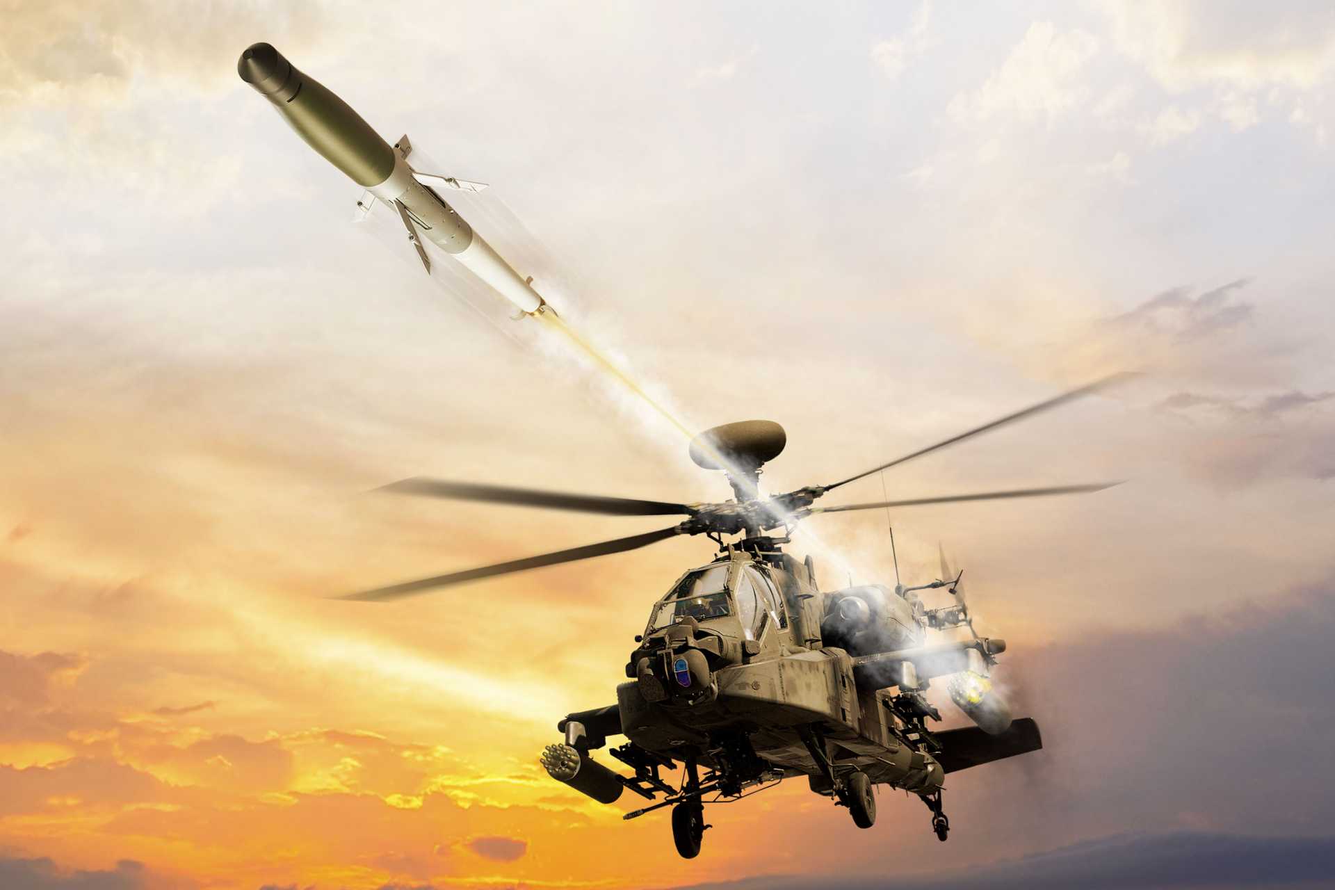 Saudi AH-64E Apache Guardians are the most credible air-to-ground users because the APKWS is already qualified on them and can be carried in seven-round or 19-round 70 mm pods, preserving Hellfire missiles for tanks, hardened positions, and high-value targets. (Picture source: BAE Systems)