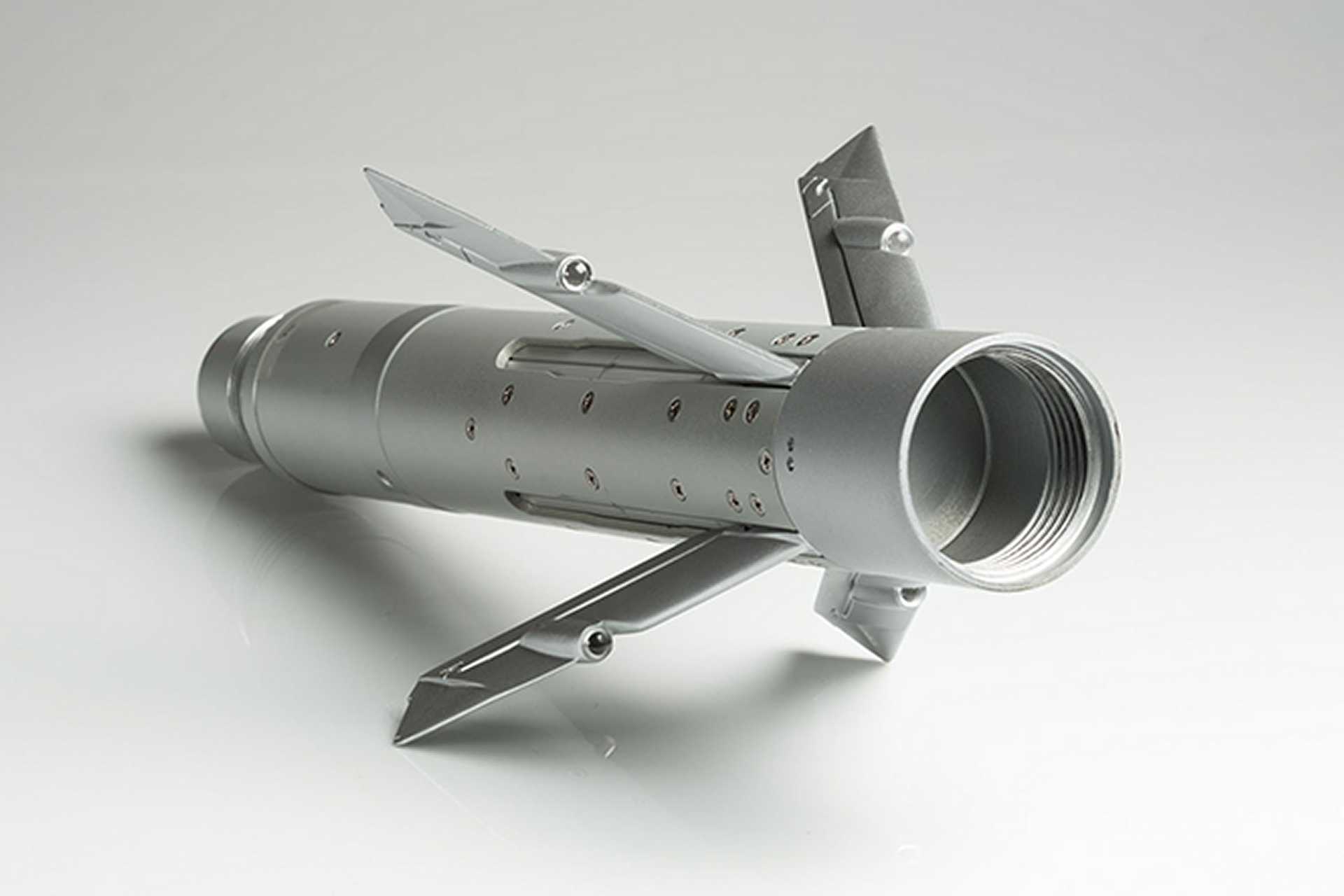 The APKWS II's guidance unit is inserted between the Mk-66 rocket motor and the selected warhead and fuze, adding about 47 cm to the original rocket and about 4.1 kg to its mass. (Picture source: BAE Systems)