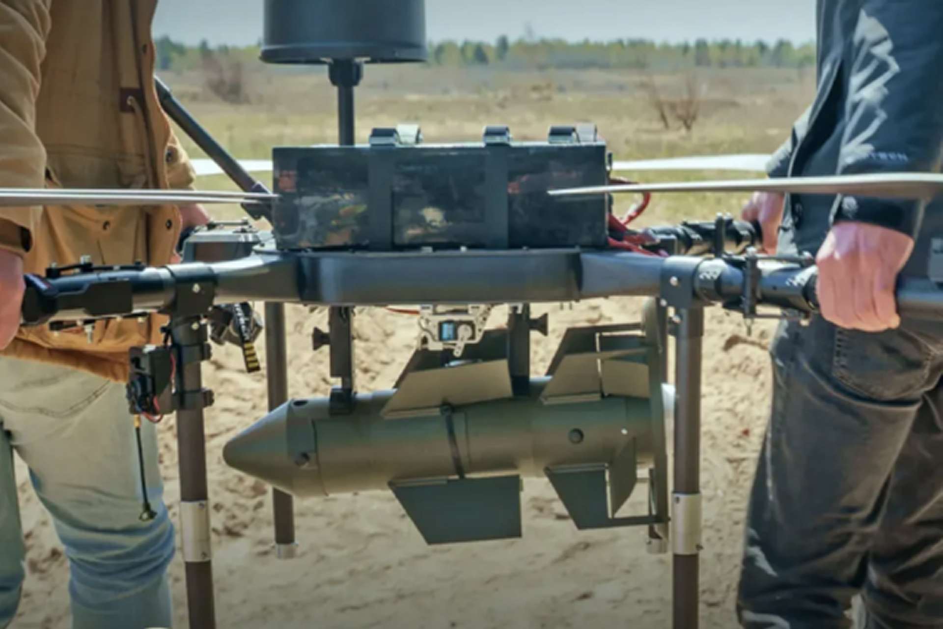 Ukraine’s Firefly guidance kit converts 0.9- to 9-kilogram drone-dropped bombs into precision munitions, enabling heavy bomber drones to strike trenches and fortified positions from release altitudes of up to 800 meters (Picture source: Brave1).
