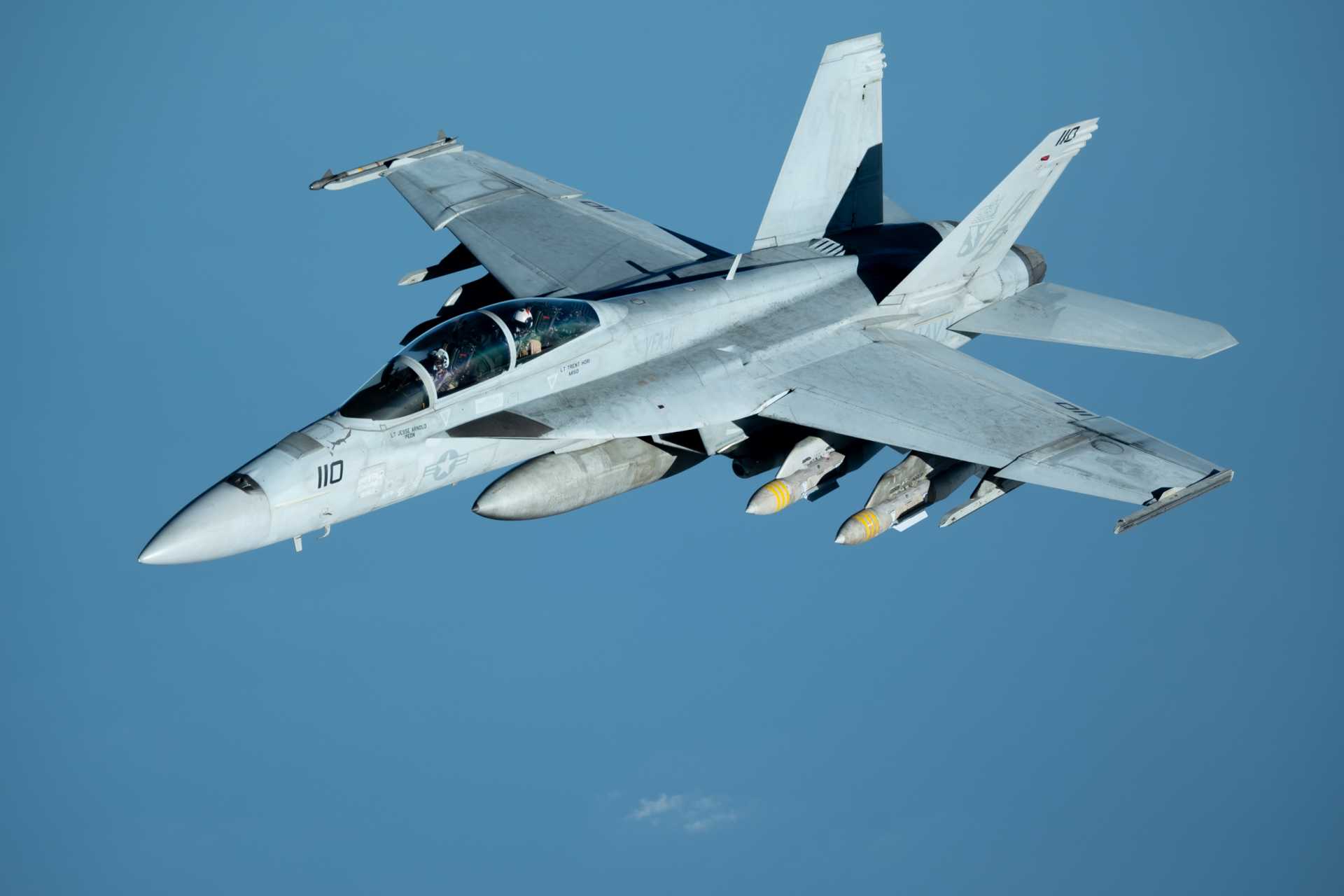 A U.S. Navy F/A-18 Super Hornet assigned to the Harry S. Truman Carrier Strike Group conducts flight operations over the U.S. Central Command area of responsibility, February 1, 2025. (Image credit: U.S. Navy)