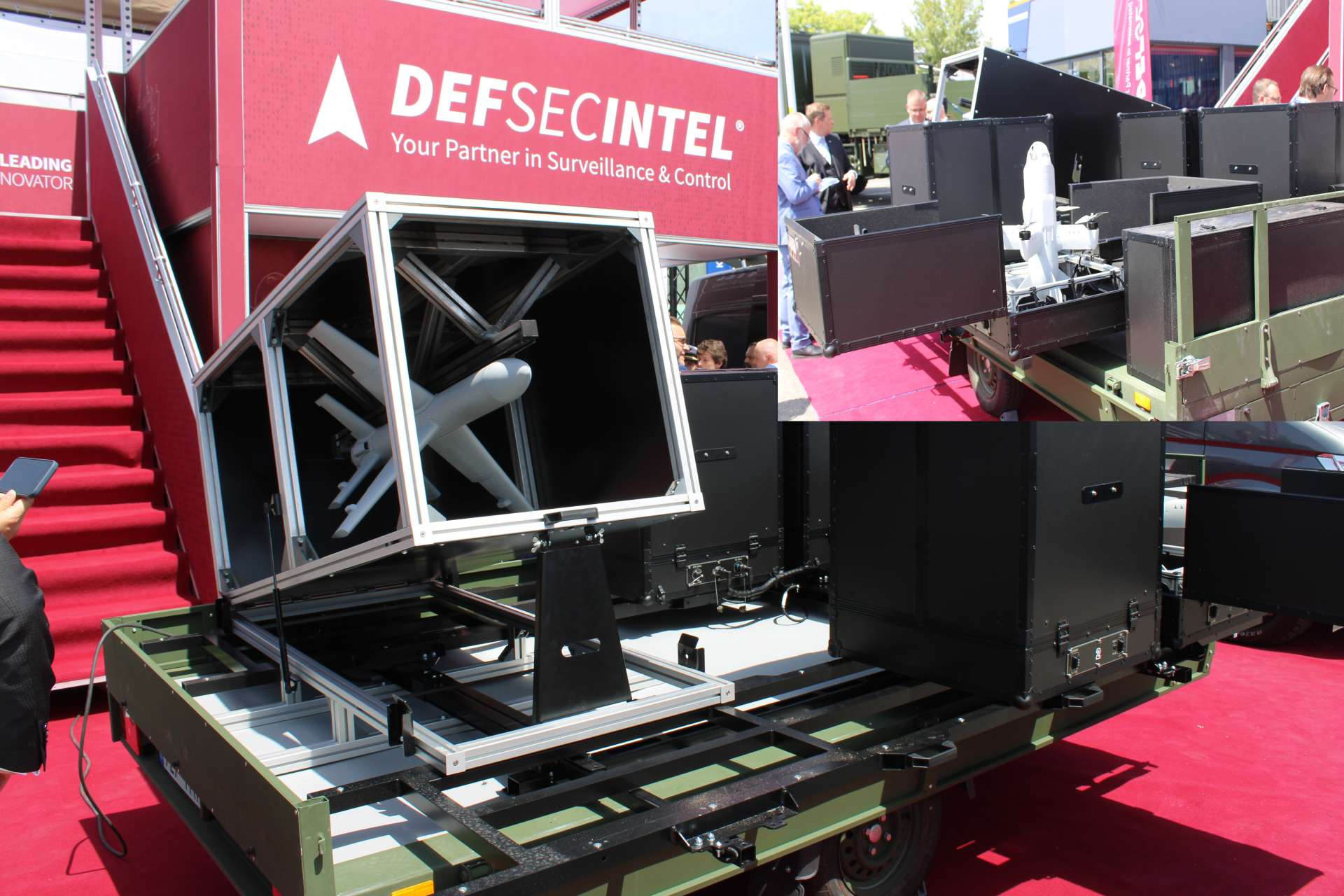 DefSecIntel’s DroneHive automated interceptor drone launcher, displayed at Eurosatory 2026, is designed to pre-position counter-UAS interceptors for faster response against hostile drones as part of a layered air-defense architecture (Picture source: Army Recognition Group).