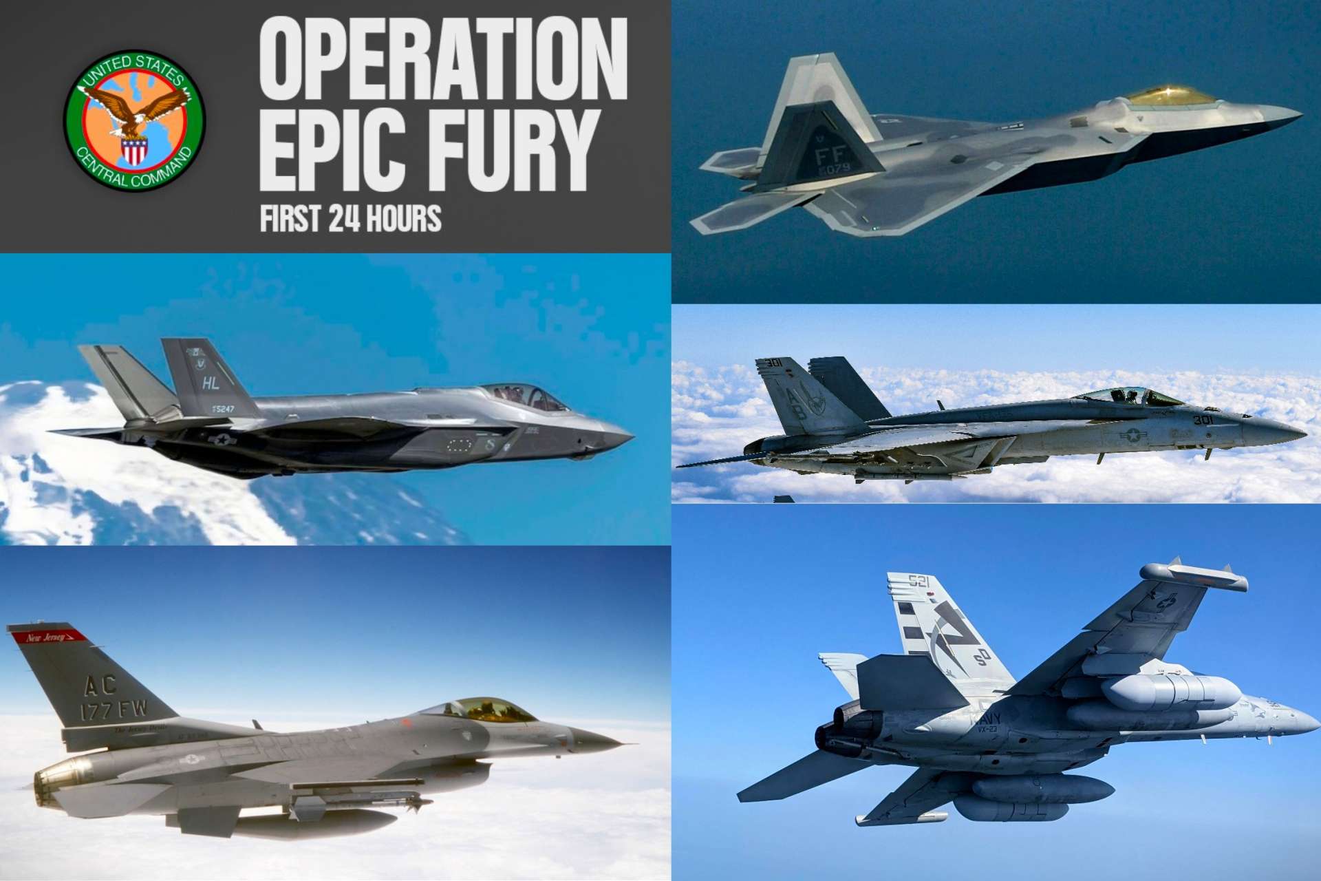 U.S. Central Command Reveals Air Combat and Electronic Warfare Assets in Operation Epic Fury’s Fi...