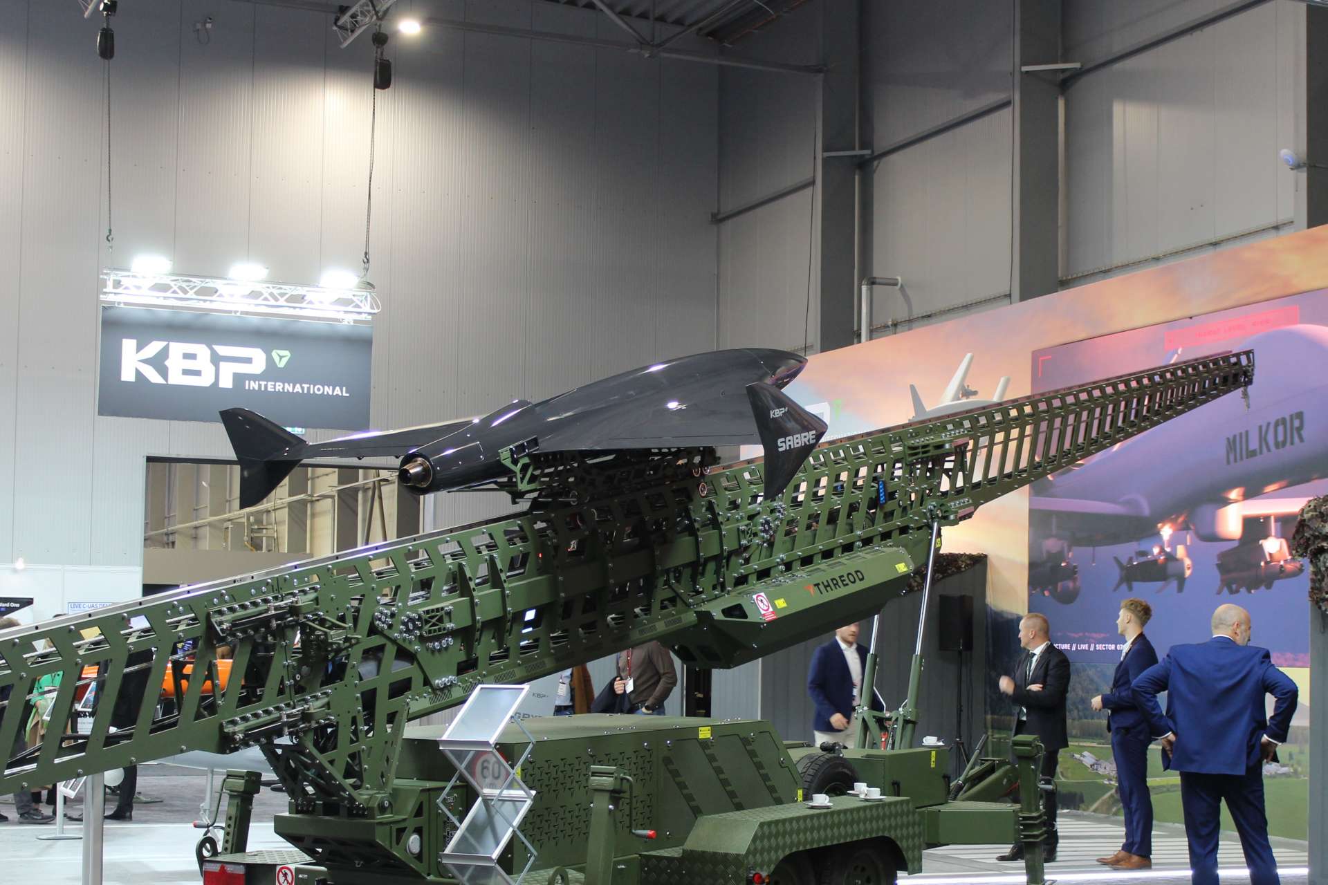 KBP International showcased its SABRE high-speed attack drone and CATA launcher at Future Forces 2026 in Prague, combining 400 km/h speed, a 30 kg payload and up to 400 km of stated range for rapid field-deployed strike missions (Picture Source: Army Recognition Group)