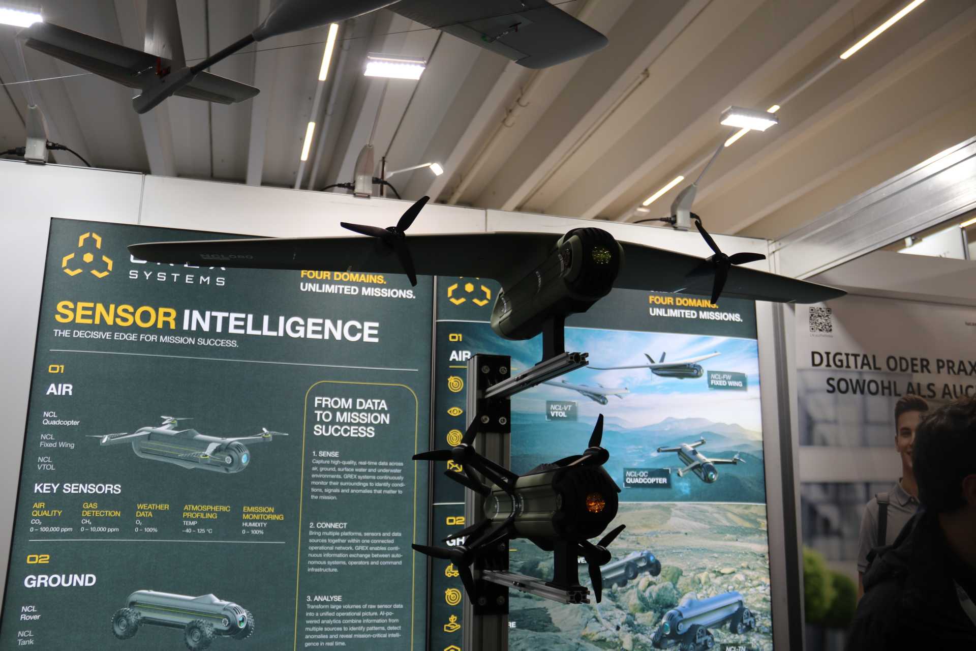 European defense companies showcase advanced aerial drones, ground robots and counter-drone technologies at EUDEX 2026 in Essen, Germany, highlighting new capabilities for reconnaissance, frontline support and force protection. (Picture source: Army Recognition Group)