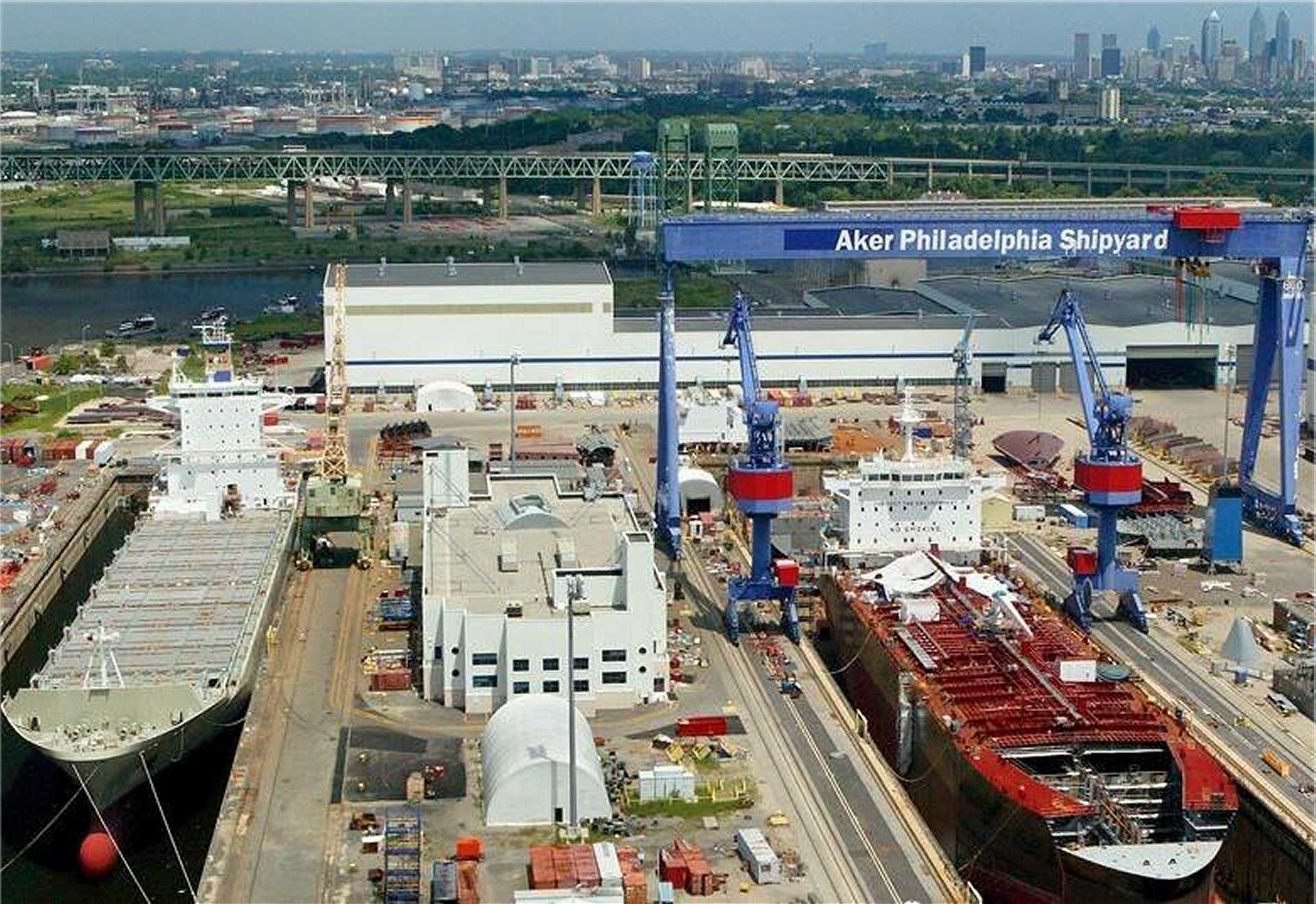Hanwha Philly Shipyard in Philadelphia, the proposed construction site for the medium landing ship described in the reported contract.