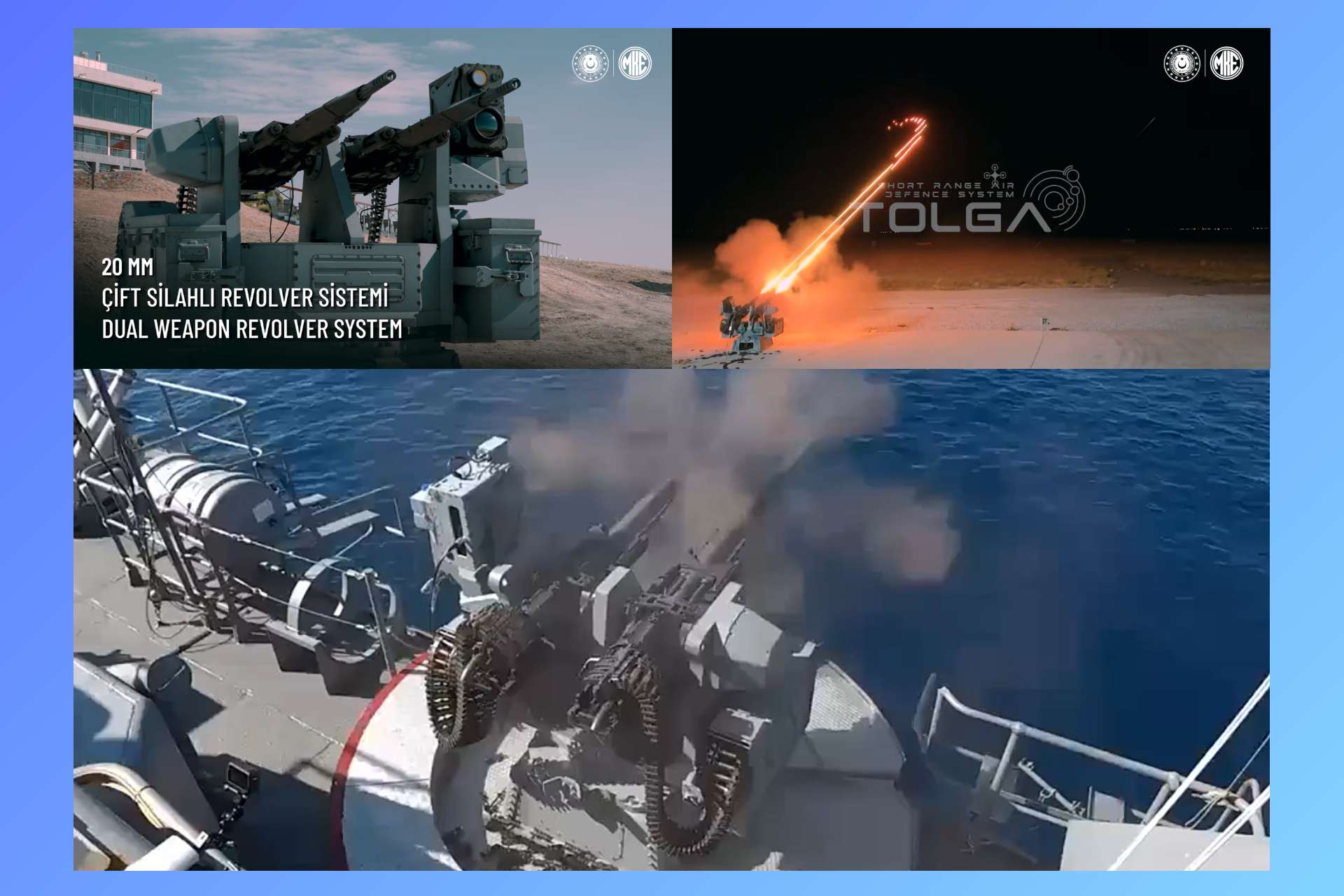 MKE’s twin 20 mm TOLGA system demonstrated Türkiye’s expanding layered naval defense strategy by engaging both airborne drones and unmanned surface threats from TCG Beykoz (Picture Source: MKE / Edited By Army Recognition Group)