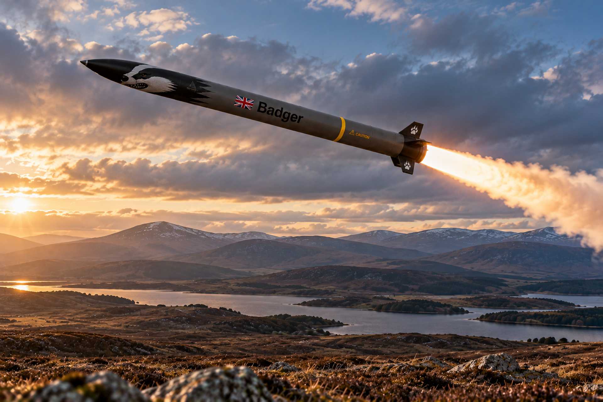 The Badger Mk1 is a British ground-launched tactical strike missile developed to engage targets at ranges of 110 to 160 km at speeds up to Mach 3, while reducing procurement costs and missile replenishment times. (Picture source: Army Recognition, based on Cody Aerospace visuals)