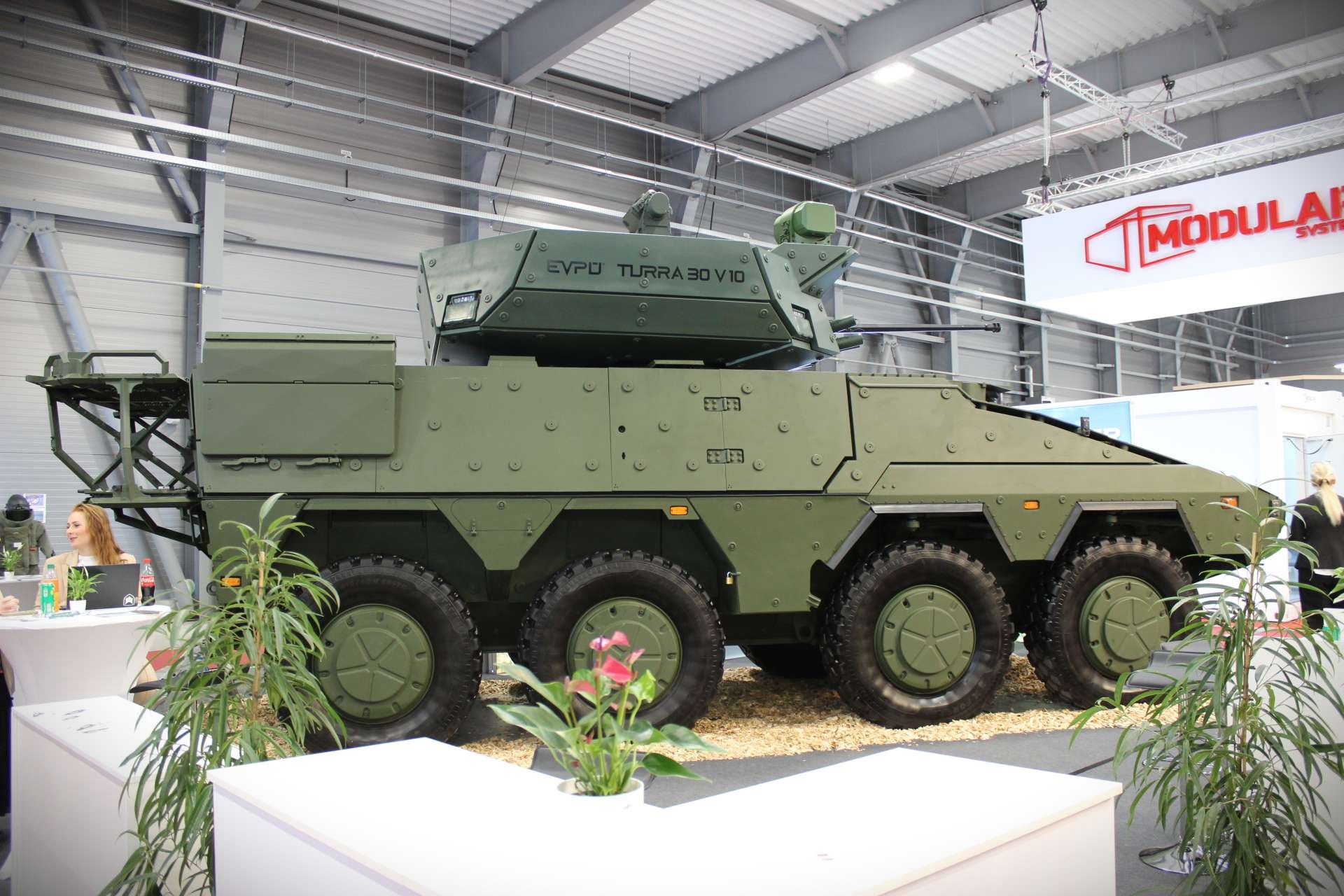 ARTEC showcased the Boxer 8x8 infantry fighting vehicle at Future Forces Forum 2026 in Prague fitted with EVPÚ’s TURRA 30 V10 remote controlled turret, combining 30 mm firepower, anti-tank missiles, advanced sensors, active protection and counter-drone capabilities in a modular combat configuration (Picture Source: Army Recognition Group)