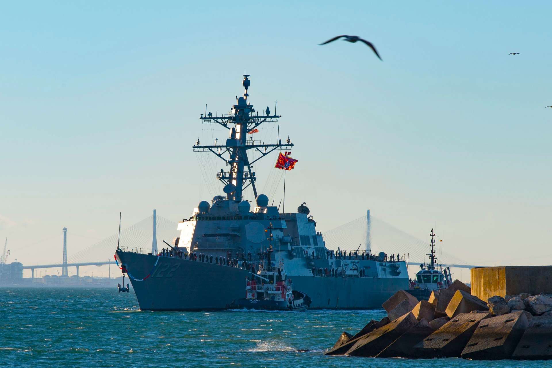 USS John Basilone’s arrival in Rota gives the U.S. Navy six forward-deployed destroyers in Europe, strengthening its ability to sustain patrols, reinforce NATO operations and respond rapidly across multiple maritime theaters (Picture Source: U.S. Navy)
