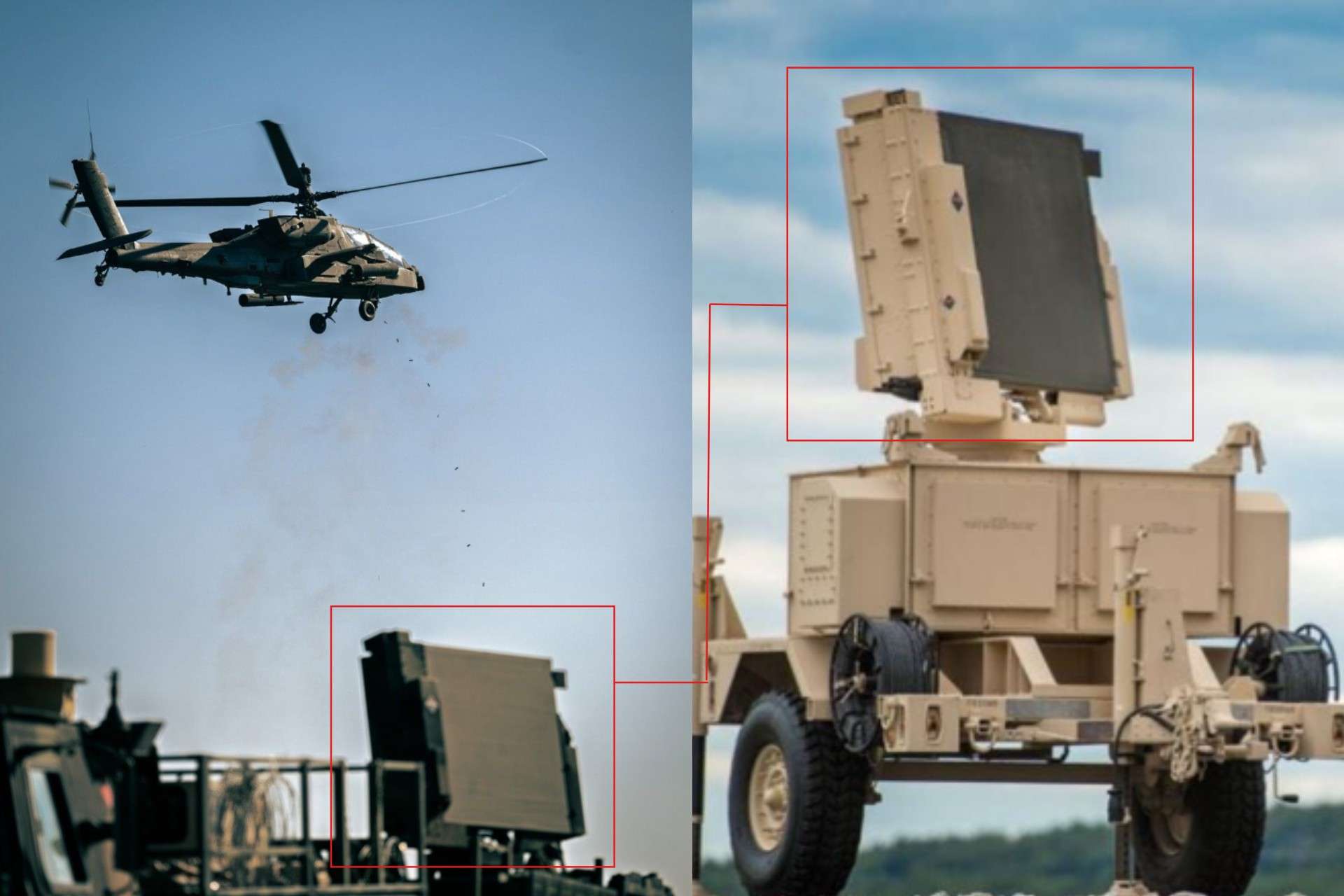 U.S. Army AH-64E Apache Guardian attack helicopters destroyed three target drones in Germany using tracking data from an AN/MPQ-64 Sentinel air defense radar during Operation Skyfall II (Picture Source: U.S. Army/ Raytheon)