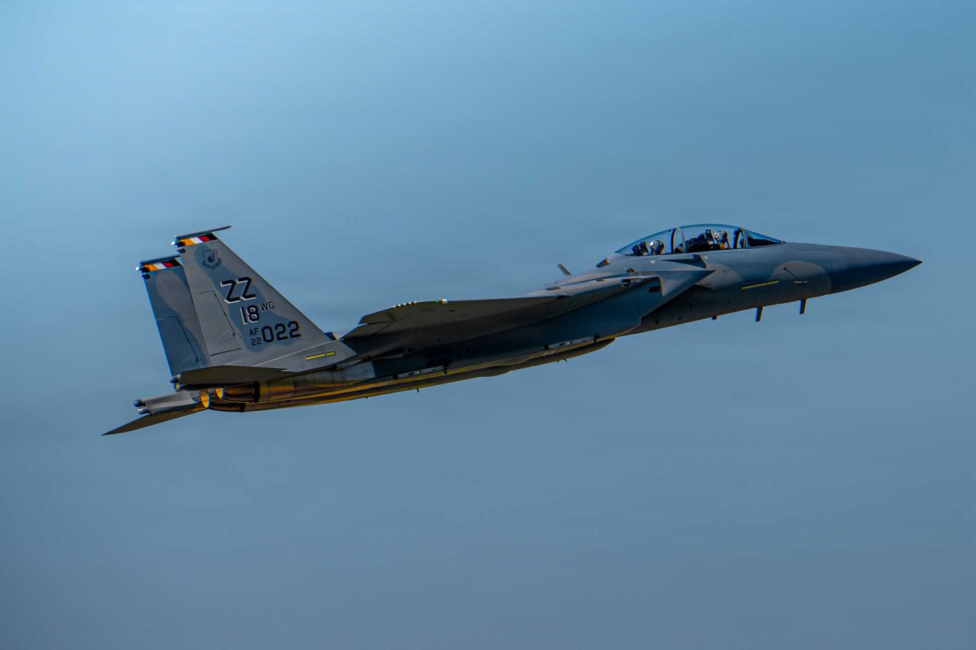 Boeing has delivered the first F-15EX Eagle II fighter jet destined for permanent deployment at Kadena Air Base in Japan, paving the way for full operational stationing starting in fiscal year 2027. (Picture source: US Air Force)