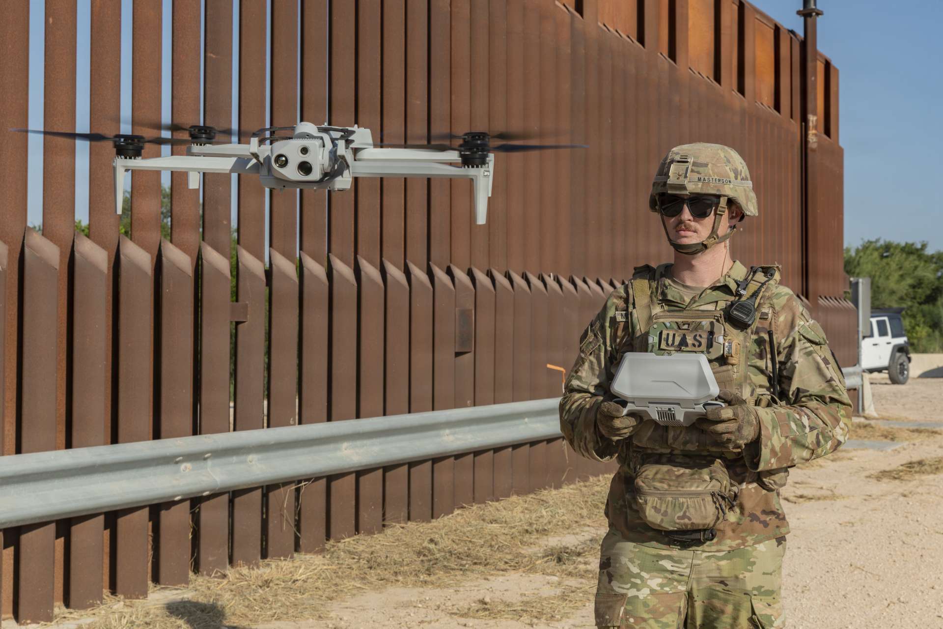 U.S. forces are expanding layered small-drone surveillance along the Southern Border to detect crossings, monitor difficult terrain, and strengthen real-time situational awareness for personnel supporting U.S. Customs and Border Protection (Picture Source: U.S. Dept. of War)