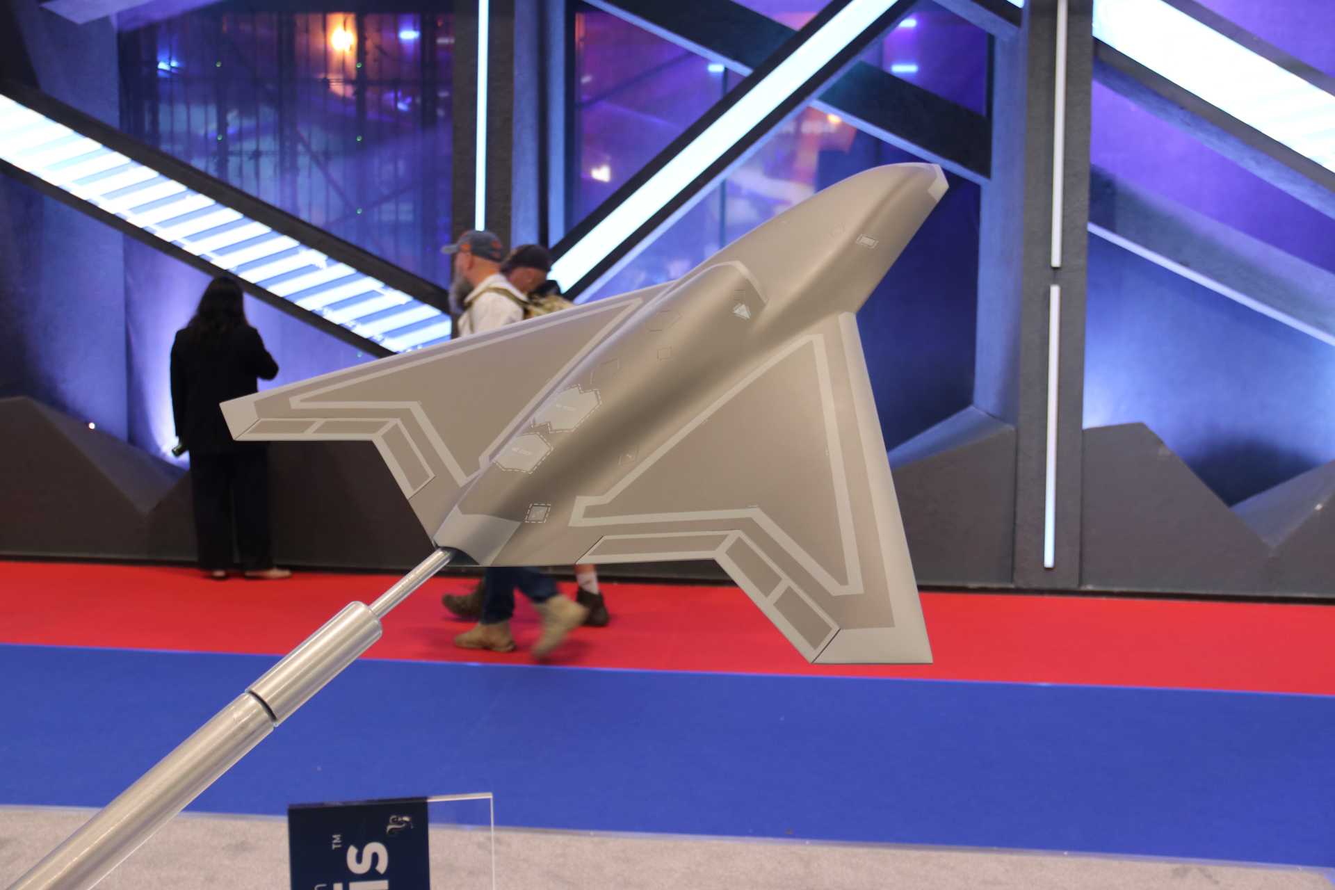 Scale model of Lockheed Martin’s Vectis unmanned autonomous combat aircraft displayed at the company’s booth during MSPO 2026 in Kielce, Poland. (Picture source: Army Recognition)
