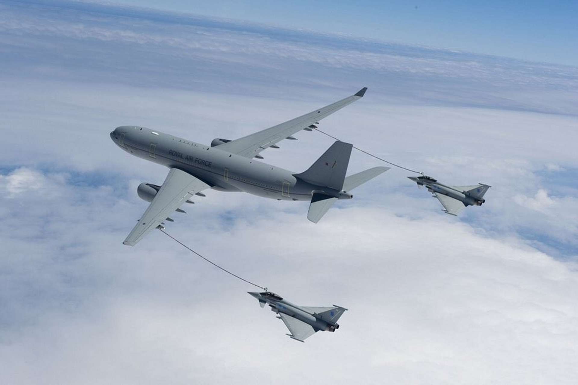 The UK is deploying an RAF Voyager tanker to support Saudi air defenses by extending fighter endurance against escalating Houthi drone and missile attacks (Picture Source: UK MoD)