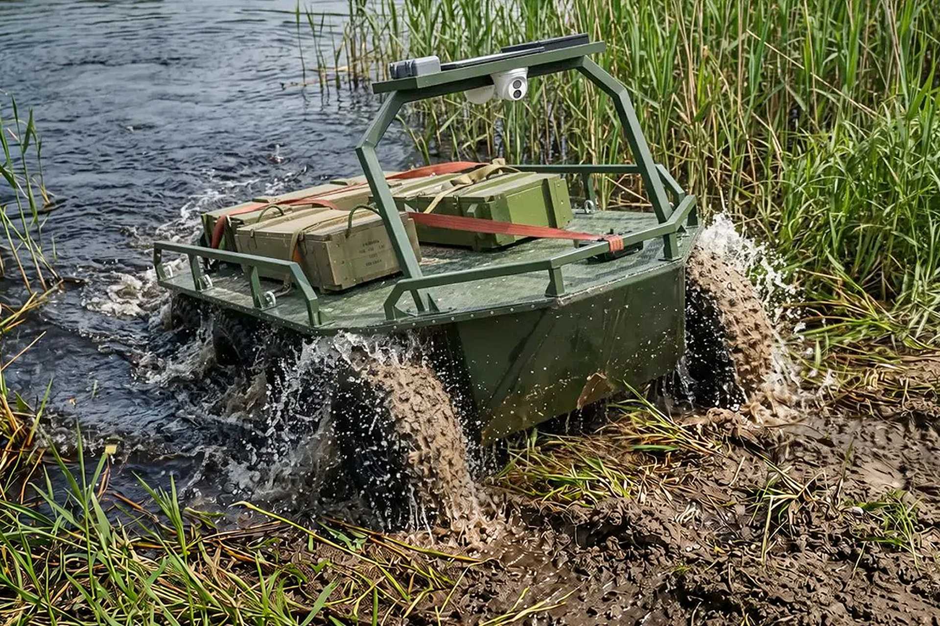The Alter Ego unit of the 93rd Mechanized Brigade Kholodnyi Yar deployed an amphibious UGV on Ukraine’s first frontline logistics mission of this kind, covering more than 40 km and solving a key limitation of rivers, flooded areas, and other water obstacles. (Picture source: Ukrainian MoD)