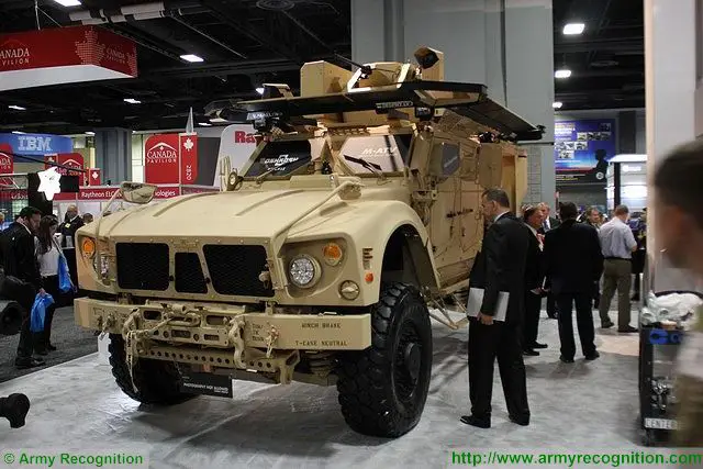 At AUSA 2015, Rafael Advanced Defense Systems Ltd., developer and manufacturer of TROPHY APS, the world's only operational and combat-proven active protection system for armored vehicles, displays its lighter, TROPHY LV (light vehicle) on an Oshkosh Defense M-ATV Base (SXB) 4X4 Mine-Resistant Ambush Protected (MRAP) vehicle at AUSA, Washington DC. 