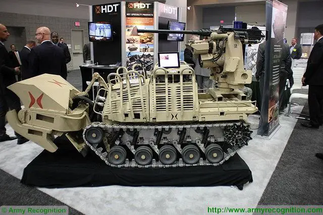 Micro-utility vehicle robot fire support variant with M2 machine gun HDT Global AUSA 2015 640 001