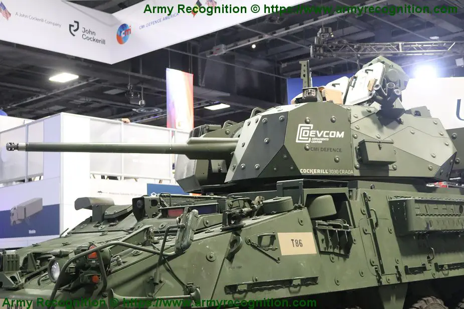 CMI Defence ARDEC Cockerill 3030 CRADA 30mm turret for Stryker armored upgrade AUSA 2019 925 002