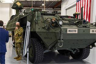 D ME SHORAD 50 kW laser weapon Stryker 8x8 armored vehicle United States front view 001