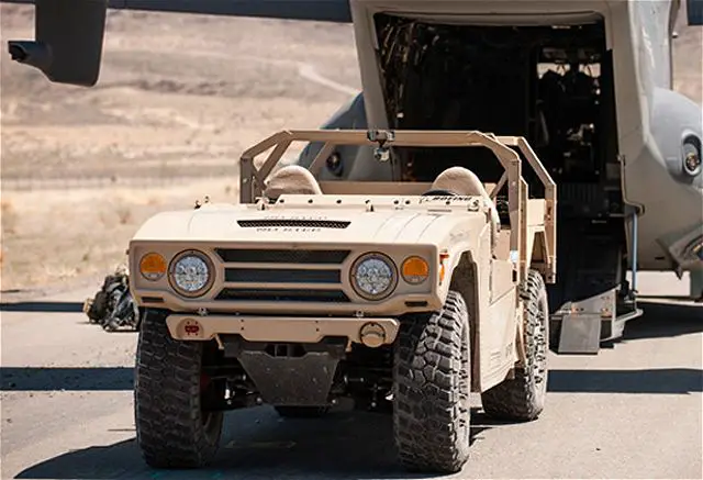 The American Company Boeing unveils the Phantom Badger, a 4x4 light tactical vehicle, which is designed to be internally transported in the Bell-Boeing V-22 Osprey tiltrotor aircraft. The Phantom Badger is Boeing's proposal for a tactical vehicle that can be contained within the V-22 Osprey with just six inches of room on each side.