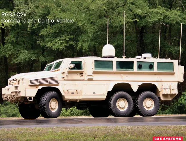 RG33 RG-33 C2V command control MRAP vehicle data sheet specifications information description intelligence identification pictures photos images US Army United States American defense military BAE Systems 