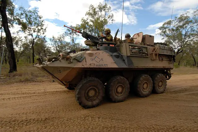 ASLAV-C: is a command post vehicle equipped with modern communication equipment and radio masts, mapboard and stowage compartments.