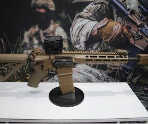 Colt Canada C25 5.56mm assault rifle on display at DVD 2026 at UTAC Millbrook in the United Kingdom. (Picture source: Army Recognition)