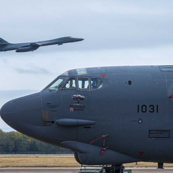 The B-52H and B-1B fleets remain at low readiness levels, with FY2024 mission-capable rates of 54% and 43%, respectively, mathematically equivalent to about 41 of 76 B-52Hs and 19 of 45 B-1Bs available for at least one assigned mission on average. (Picture source: US Air Force)