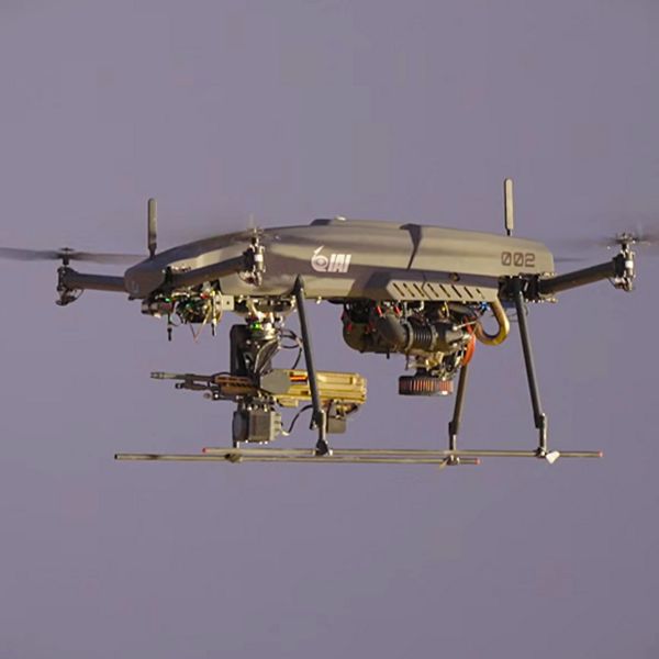 IAI and SIG SAUER successfully tested the FIRE STORM 250 armed drone with an M250 machine gun, demonstrating a reusable airborne system that combines surveillance, target identification and direct fire support for ground forces (Picture Source: IAI)