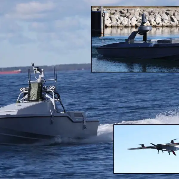 U.S. Army footage from Bayonet Quest 26 shows autonomous aerial and surface systems operating alongside a Mk VI patrol boat during maritime testing in Michigan. (Picture source: US DoD)