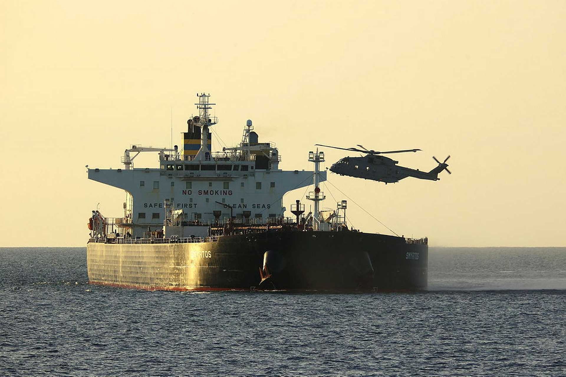 British Royal Marines from 42 Commando and National Crime Agency officers board the tanker CMR Smyrtos, operating under a false Cameroonian flag, during the first UK-led operation targeting a vessel suspected of supporting Russia's sanctions-evasion network linked to the war in Ukraine.