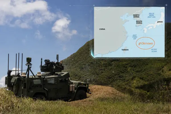 U.S. Marines tested the mobile MADIS air-defense system in Okinawa, strengthening protection against drones and low-flying aircraft along the First Island Chain (Picture Source: U.S. Marines / Britannica / Edited by Army Recognition Group)
