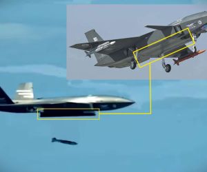 Baykar said Bayraktar KIZILELMA released TEBER-82 and TOLUN-P precision munitions from its internal weapons bay and struck designated targets, validating internal carriage for lower-observable combat missions (Picture Source: Baykar / TRT Afrika / Edited By Army Recognition Group)