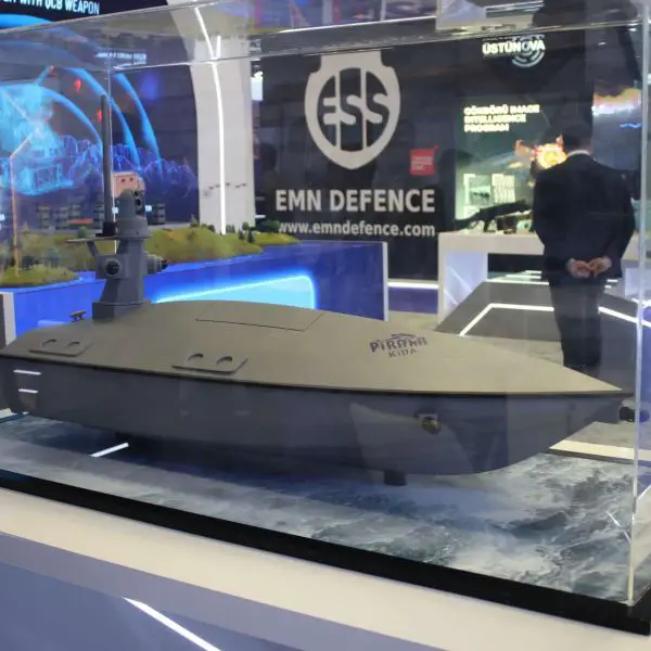 PIRANA KUSV armed with a 100 kg high-explosive warhead combines 42-knot speed, low radar signature, FLIR-based terminal guidance, and SATCOM or line-of-sight control to deliver precision kamikaze strikes against surface vessels and coastal targets at ranges exceeding 200 nautical miles (Picture source: Army Recognition Group).