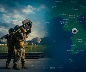 U.S. forces strengthened drone defenses at Osan Air Base in South Korea, integrating Avenger and Stinger teams to counter low-flying unmanned threats near the North Korean frontier (Picture Source: U.S. Marine Corps / Apple Maps / Edited by Army Recognition Group)