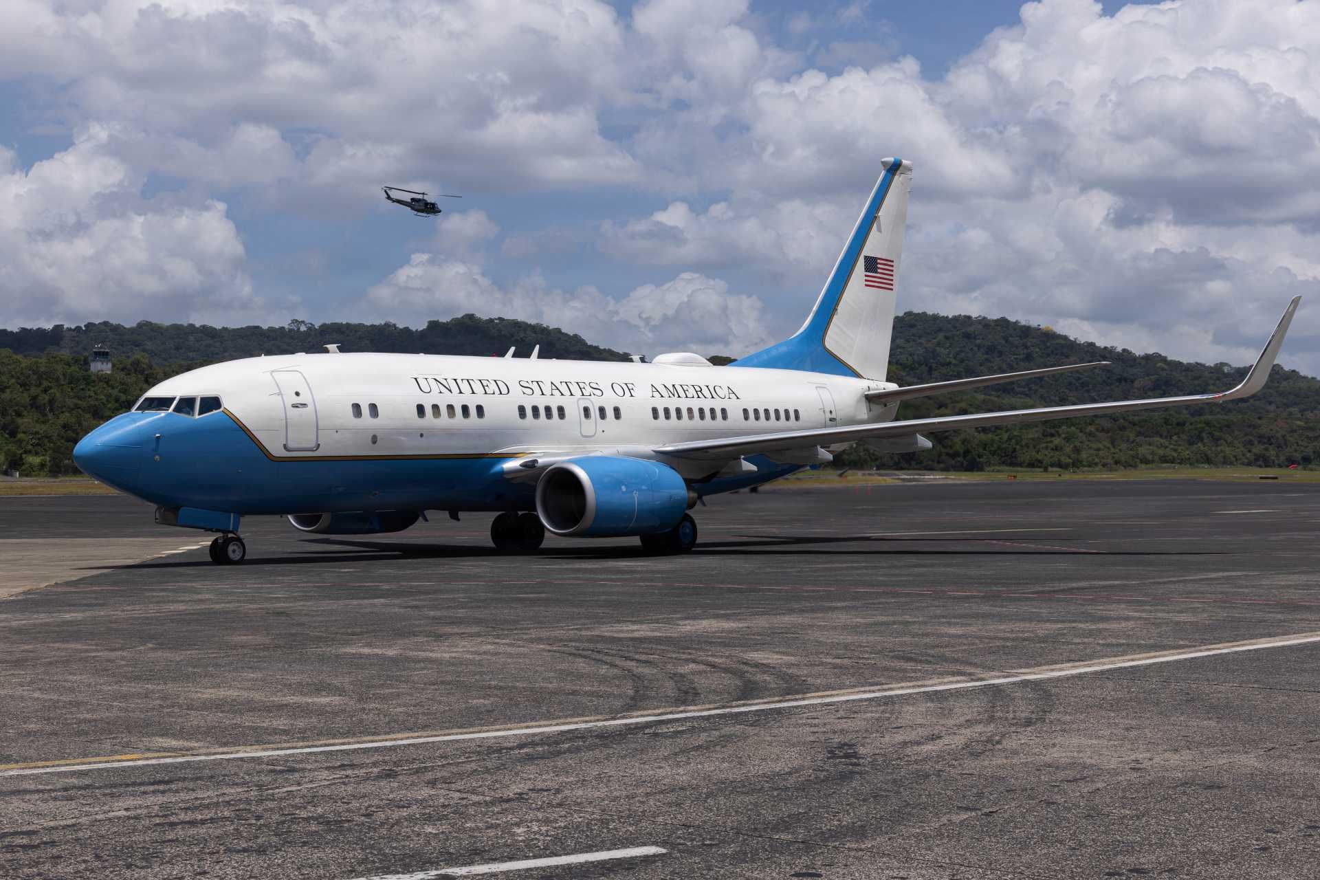 A U.S. Air Force C-40 executive transport aircraft, based on the Boeing 737-700. The U.S. Air Force plans to acquire a Boeing 737 MAX under a $250 million C-40 fleet expansion, marking the first military use of the newer 737 MAX generation.