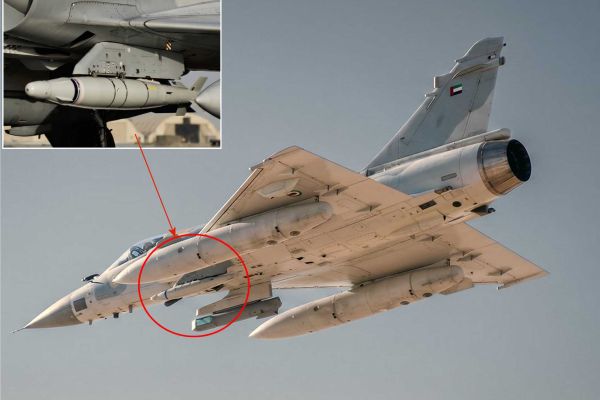A UAE Air Force Mirage 2000-9 multirole fighter aircraft armed with HALCON's Thunder precision-guided bomb conversion kit. The EDGE Group-developed smart weapon transforms standard Mk 81 and Mk 82 bombs into low-cost precision-guided munitions, significantly enhancing the aircraft's strike capability for sustained combat operations. (Picture source: EDGE Group/X)