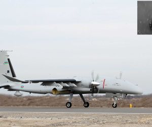 The Akinci's higher altitude allows it to search a wider area and maintain a more favorable position against slower CH-95 and FH-95 drones. (Picture source: Azeri MoD and X/Clash Report)