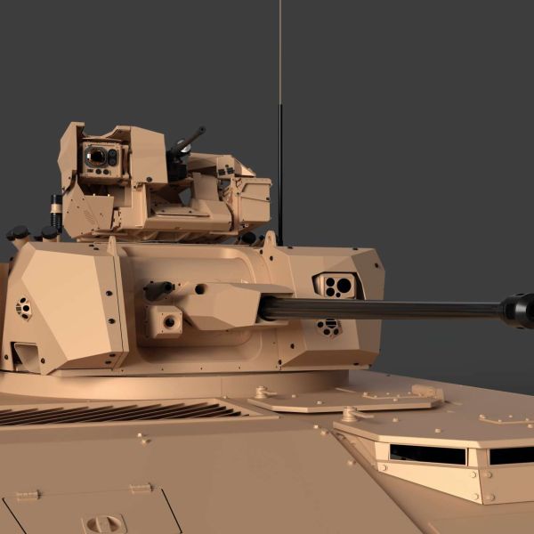 Cockerill 1030 unmanned turret paired with the Hornet RCWS combines a 30 mm medium-caliber cannon and an independent close-defense weapon to deliver layered firepower against light armor, infantry, and drones, offering high-angle engagement, advanced day-night sensors, and full remote operation tailored for Gulf operational environments (Picture source: Cockerill).