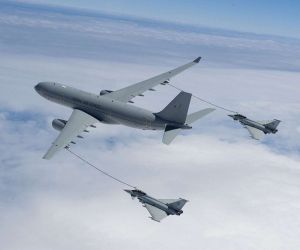 The UK is deploying an RAF Voyager tanker to support Saudi air defenses by extending fighter endurance against escalating Houthi drone and missile attacks (Picture Source: UK MoD)