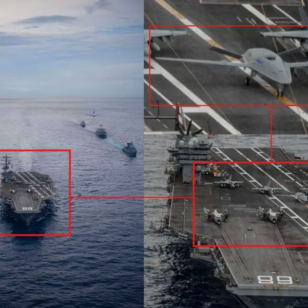 The MQ-25A Stingray’s appearance aboard USS Nimitz during FLEETEX 250 marks a major step in bringing unmanned aerial refueling into U.S. carrier operations. (Picture Source: U.S. Navy  / Edited by Army Recognition Group) © Army Recognition Group. All rights reserved. Unauthorized use, reproduction, or distribution prohibited.