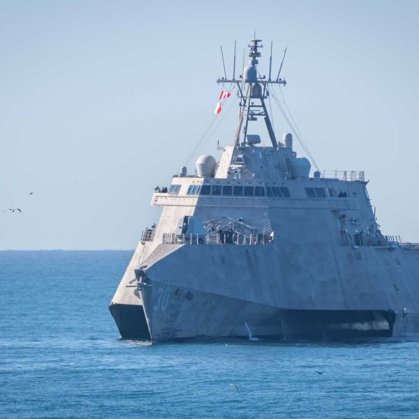 U.S. Navy Independence-variant littoral combat ship USS Canberra (LCS 30) approaches the harbor at Naval Surface Warfare Center, Port Hueneme Division in California on October 31, 2024, for a Combat Systems Assessment Team event. USS Canberra is now participating in the ADMM-Plus maritime activity centered on Subic Bay in the Philippines alongside a P-8A Poseidon and regional naval forces. File image. (Picture source: U.S. Navy)