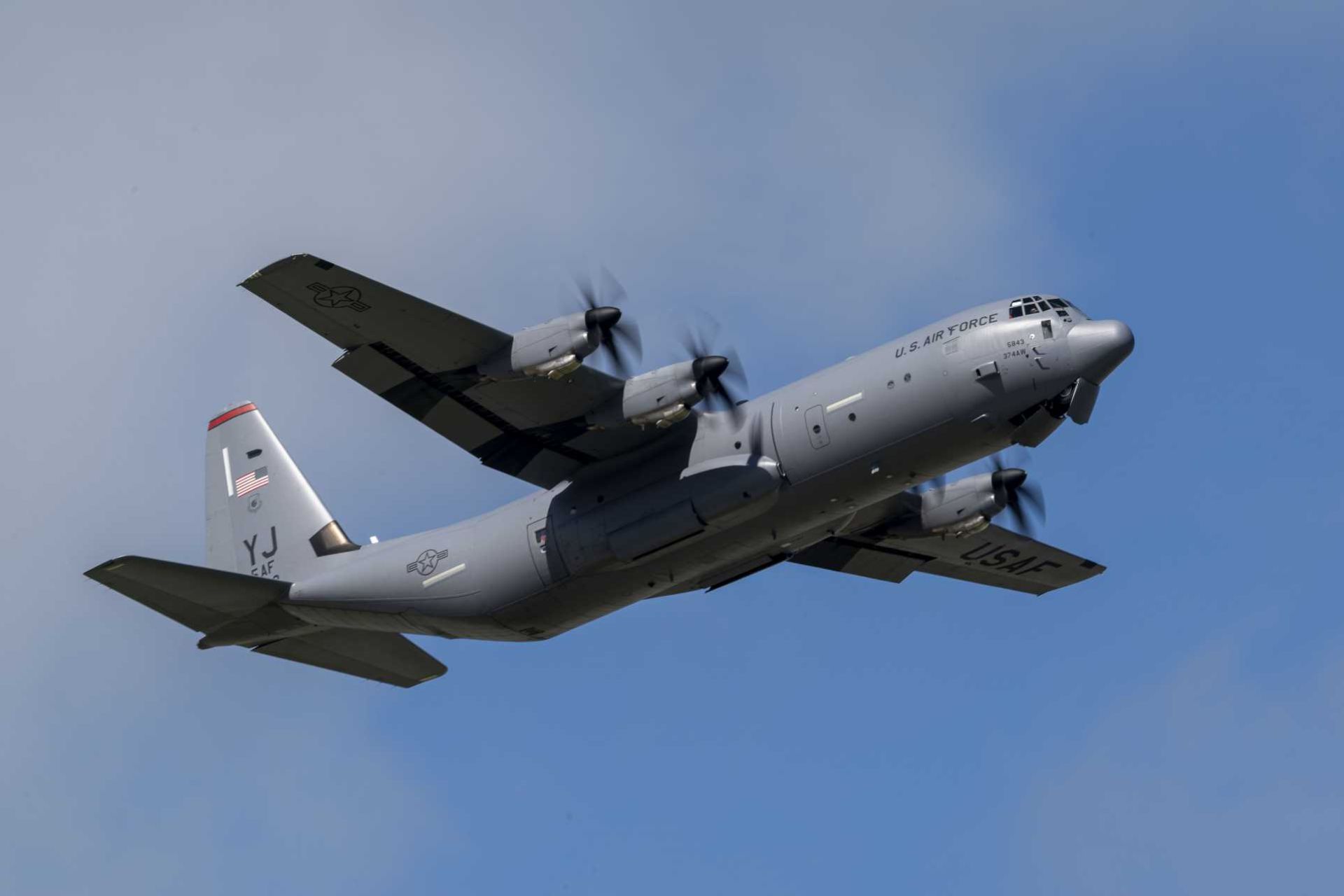 The C-130J-30 incorporates a 15-foot fuselage extension compared to the C-130J Super Hercules pictured here, increasing usable cargo volume and payload flexibility while retaining identical propulsion and avionic systems. (Picture source: US Air Force)