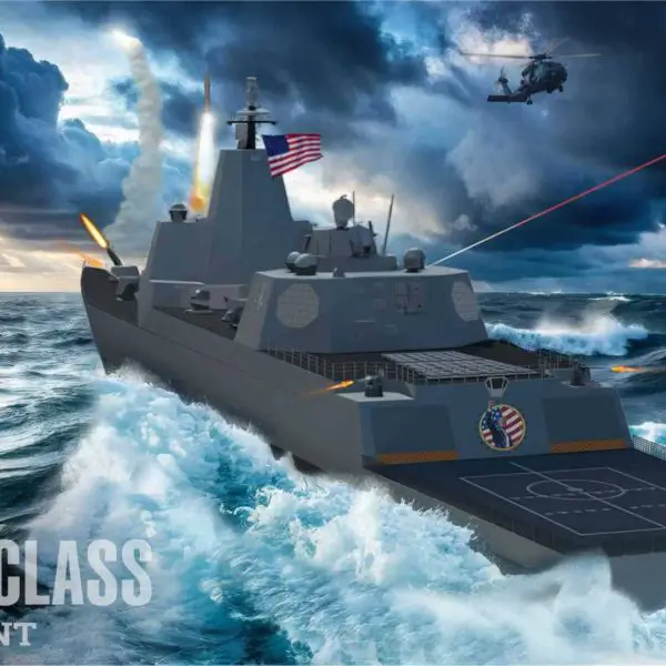Artist's rendering of the future Trump-class surface combatant, envisioned as the centerpiece of the U.S. Navy's proposed Golden Fleet initiative and the largest American surface warship since World War II. (Image: Artist's concept)